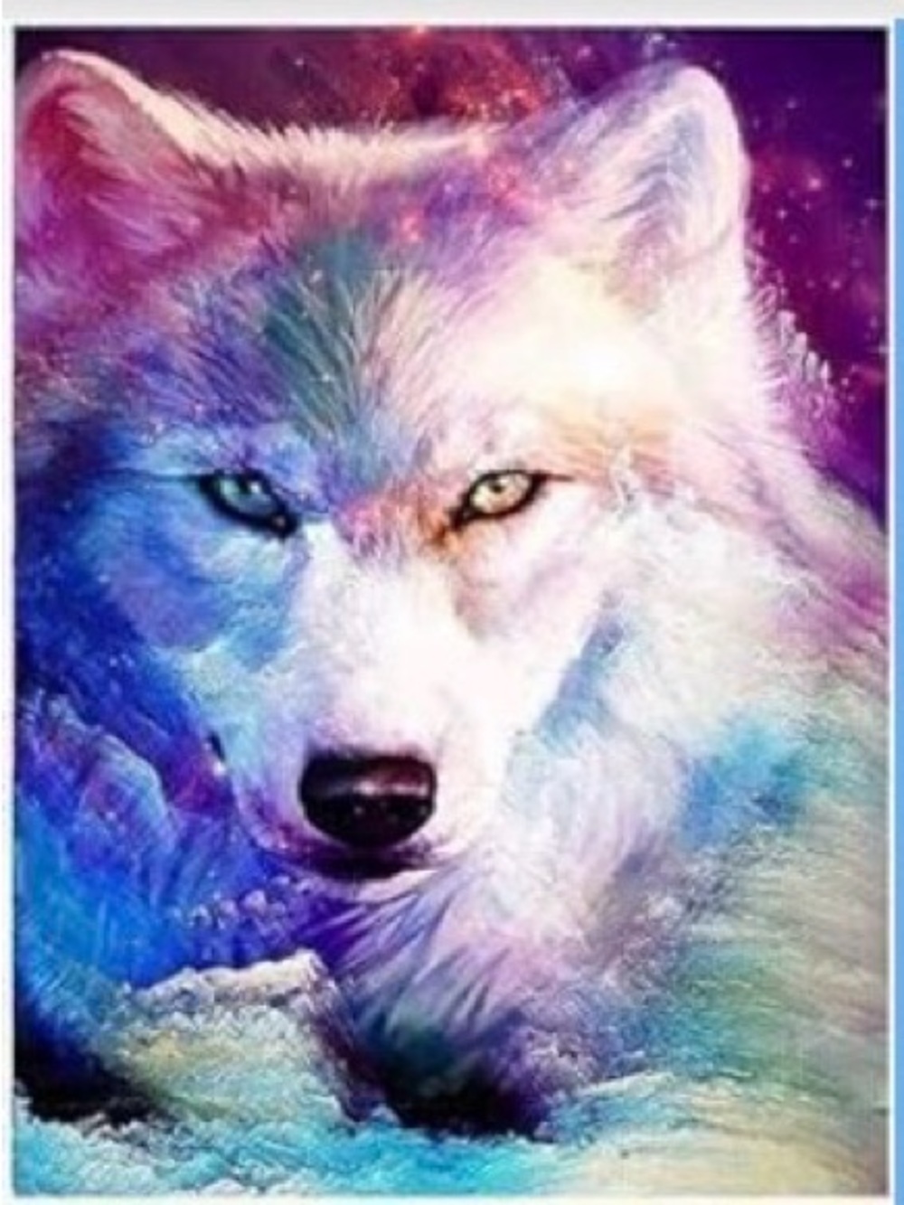 Diamond Painting Kit Wolf White Purple Blue Pink Galaxy 30x40cm DIY Art Craft